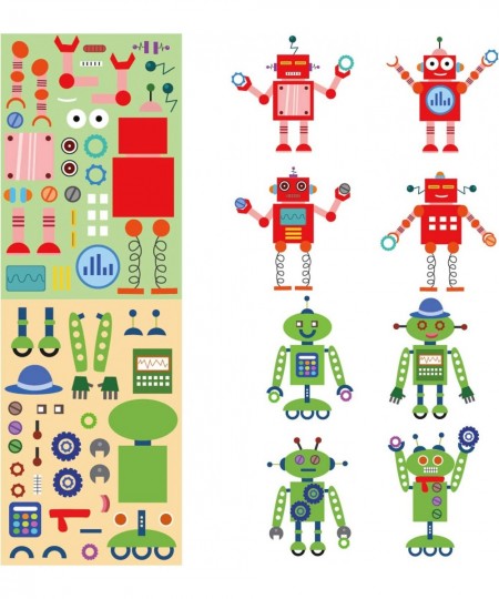 48 Sheets Make A Robot Stickers for Kids Make Your Own Stickers Make A Face Stickers Craft Sticker for Boys Girls Children Ro...