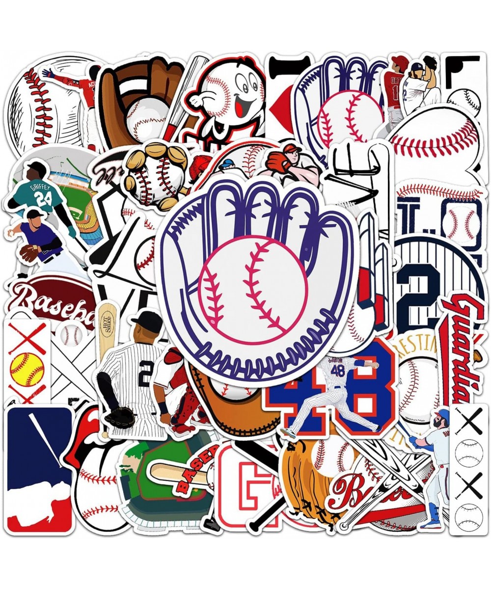 50pcs Baseball Stickers Waterproof Vinyl Baseball Tattoos for Kids Teens Boys Adults Sports Decals for Snowboard Laptop Water...