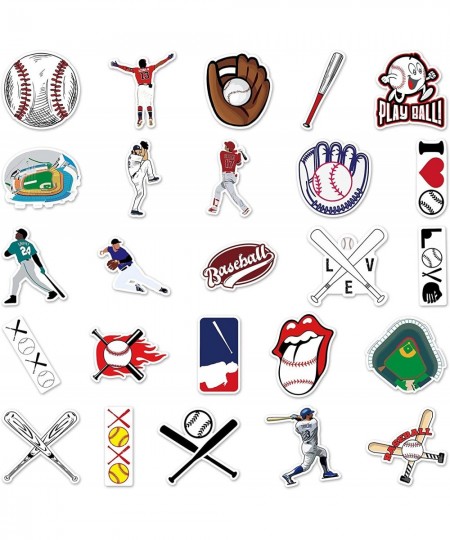 50pcs Baseball Stickers Waterproof Vinyl Baseball Tattoos for Kids Teens Boys Adults Sports Decals for Snowboard Laptop Water...