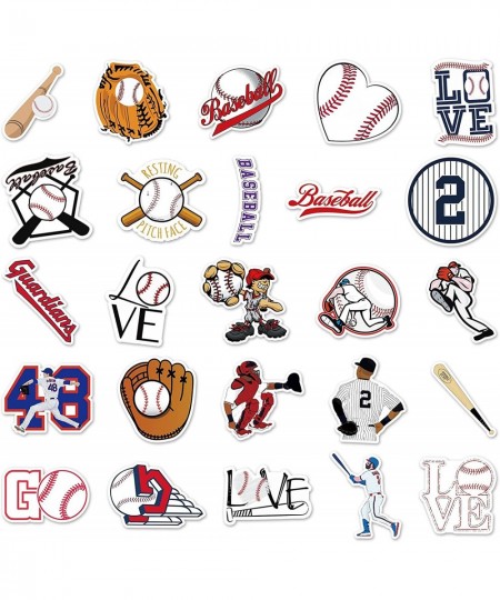 50pcs Baseball Stickers Waterproof Vinyl Baseball Tattoos for Kids Teens Boys Adults Sports Decals for Snowboard Laptop Water...