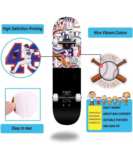 50pcs Baseball Stickers Waterproof Vinyl Baseball Tattoos for Kids Teens Boys Adults Sports Decals for Snowboard Laptop Water...