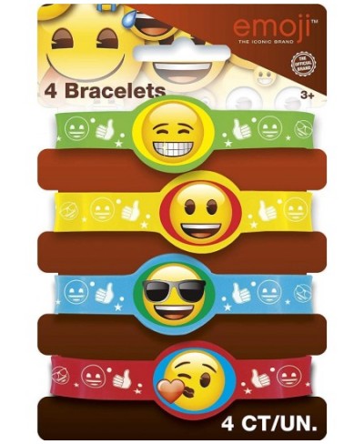 Emoji Party Supplies - Emoji Rubber Bracelet Party Favors 4ct $14.32 - Kids' Stickers