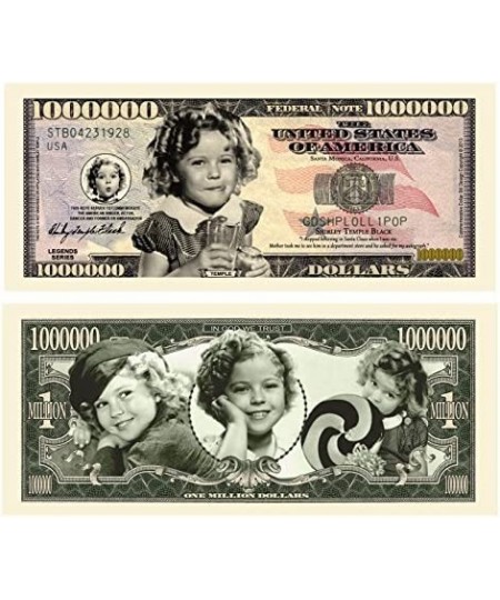 Shirley Temple Million Dollar Bill Comes in Collector Quality Currency Holder - Best Gift Or Keepsake for Shirley Temple Fans...