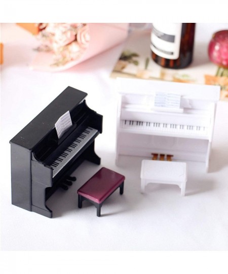 Dollhouse Miniatures Furniture Accessories 3Pcs/Set Creative Mini Grand Piano Tiny Piano with Stool DIY Handmade Dollhouse Mi...