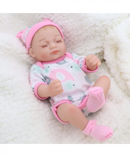 Full Silicone Baby Dolls Girl Vinyl Reborn Realistic Baby Dolls 10" Lifelike Real Life Newborn Sleeping Baby Dolls Soft Body ...