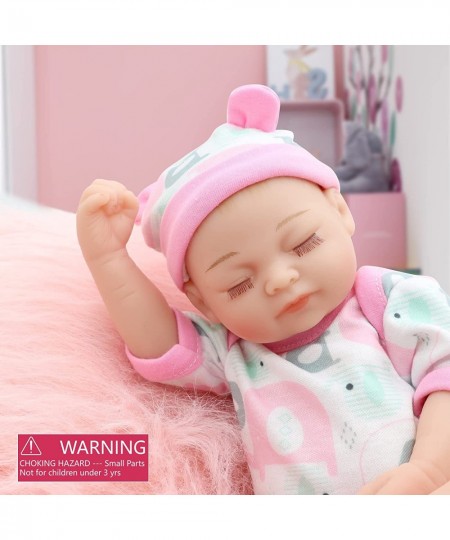 Full Silicone Baby Dolls Girl Vinyl Reborn Realistic Baby Dolls 10" Lifelike Real Life Newborn Sleeping Baby Dolls Soft Body ...