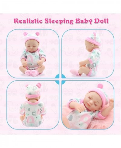 Full Silicone Baby Dolls Girl Vinyl Reborn Realistic Baby Dolls 10" Lifelike Real Life Newborn Sleeping Baby Dolls Soft Body ...