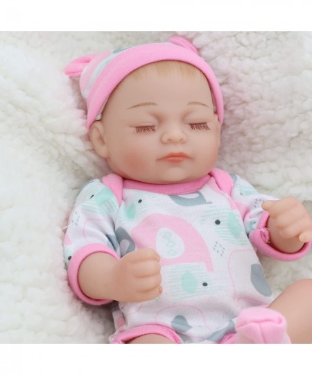 Full Silicone Baby Dolls Girl Vinyl Reborn Realistic Baby Dolls 10" Lifelike Real Life Newborn Sleeping Baby Dolls Soft Body ...