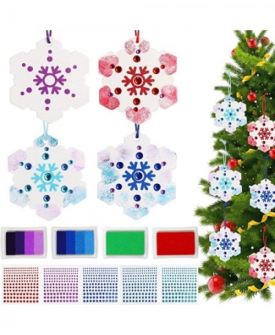 37 Pieces Thumbprint Christmas Snowflake Ornaments Hanging Snowflake Decorations for Winter Christmas Tree Decorating for Kid...