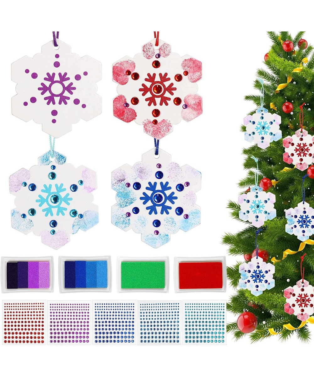 37 Pieces Thumbprint Christmas Snowflake Ornaments Hanging Snowflake Decorations for Winter Christmas Tree Decorating for Kid...