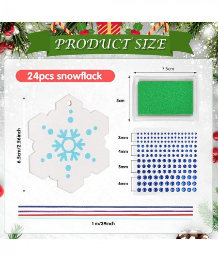 37 Pieces Thumbprint Christmas Snowflake Ornaments Hanging Snowflake Decorations for Winter Christmas Tree Decorating for Kid...