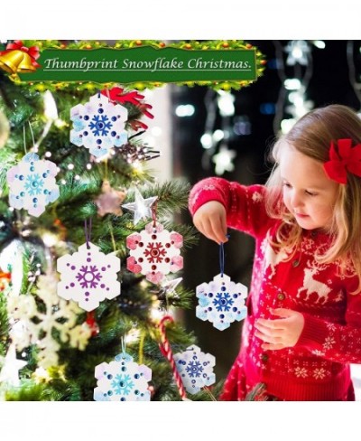 37 Pieces Thumbprint Christmas Snowflake Ornaments Hanging Snowflake Decorations for Winter Christmas Tree Decorating for Kid...