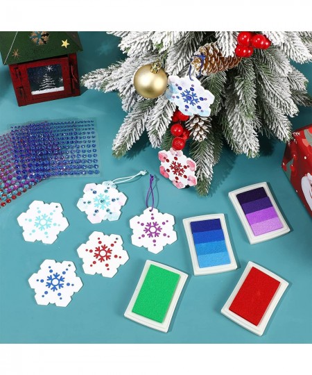 37 Pieces Thumbprint Christmas Snowflake Ornaments Hanging Snowflake Decorations for Winter Christmas Tree Decorating for Kid...