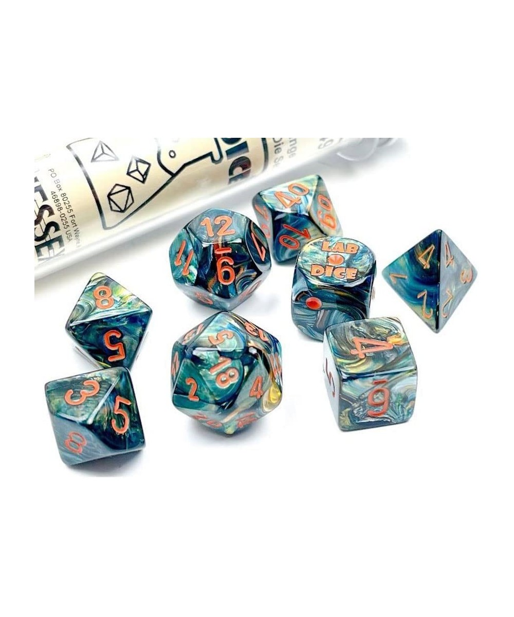 Alpestris Lustrous Dice with Orange Numbers 7+1 Dice Set 16mm (5/8in) Limited Edition Lab Dice Chessex $20.55 - Game Accessories