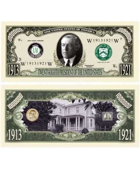 Set of 10 - Woodrow Wilson Million Dollar Bill $17.20 - Gags & Practical Joke Toys