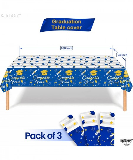 3 Pieces Graduation Tablecloths Plastic - 108x54 Inch Graduation Party Table Cover | Congrats Grad Graduation Tablecover | Bl...