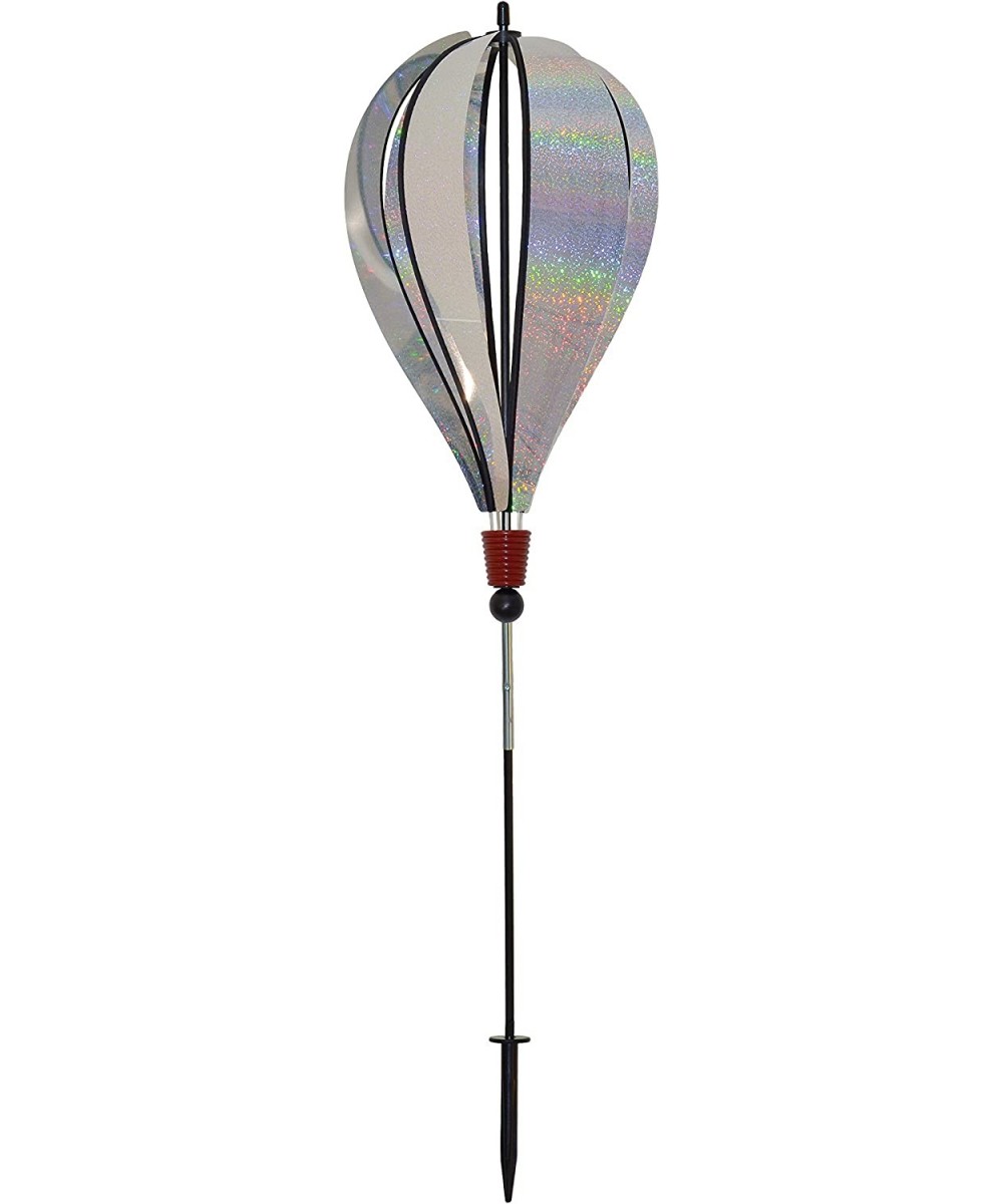 Silver Sparkle 6 Panel Hot Air Balloon Ground Spinner $41.99 - Kites & Wind Spinners