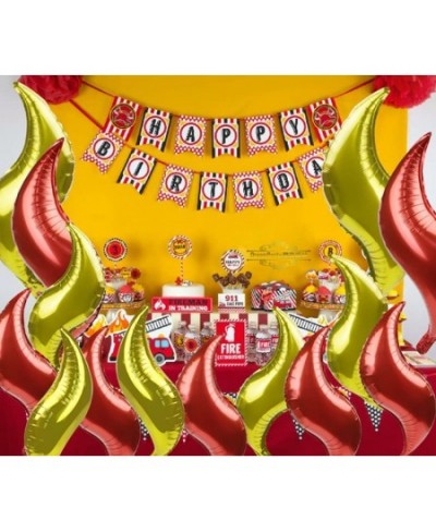 20 Pack Assorted Fake Fire Balloons 24 Inch and 18 Inch Flame Balloons for firefighter birthday themed parties Fake fire myla...