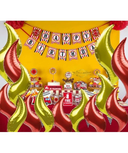 20 Pack Assorted Fake Fire Balloons 24 Inch and 18 Inch Flame Balloons for firefighter birthday themed parties Fake fire myla...