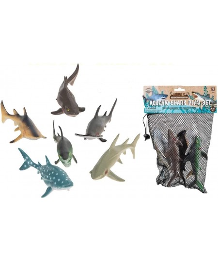 (6) Piece Shark Set – Realistic Looking Ocean Sharks – Great for Party Favors Bath Time Shark Week – Reusable Mesh Bag – Meas...