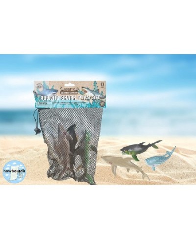 (6) Piece Shark Set – Realistic Looking Ocean Sharks – Great for Party Favors Bath Time Shark Week – Reusable Mesh Bag – Meas...