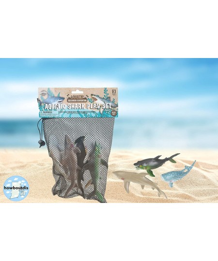 (6) Piece Shark Set – Realistic Looking Ocean Sharks – Great for Party Favors Bath Time Shark Week – Reusable Mesh Bag – Meas...