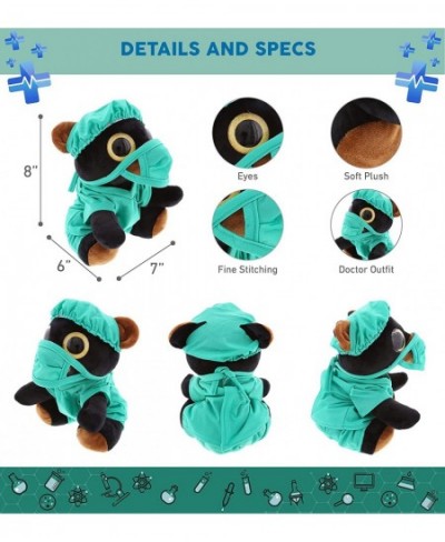 Sparkle Eyes Black Bear Doctor Plush Toy - Soft Black Bear Doctor Stuffed Animal Dress Up with Cute Scrub Uniform & Cap Outfi...