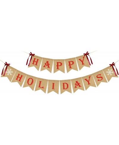 Happy Holidays Banner Burlap- Christmas Banner Burlap Happy Holidays Decor Burlap Christmas Decorations Christmas Party Decor...