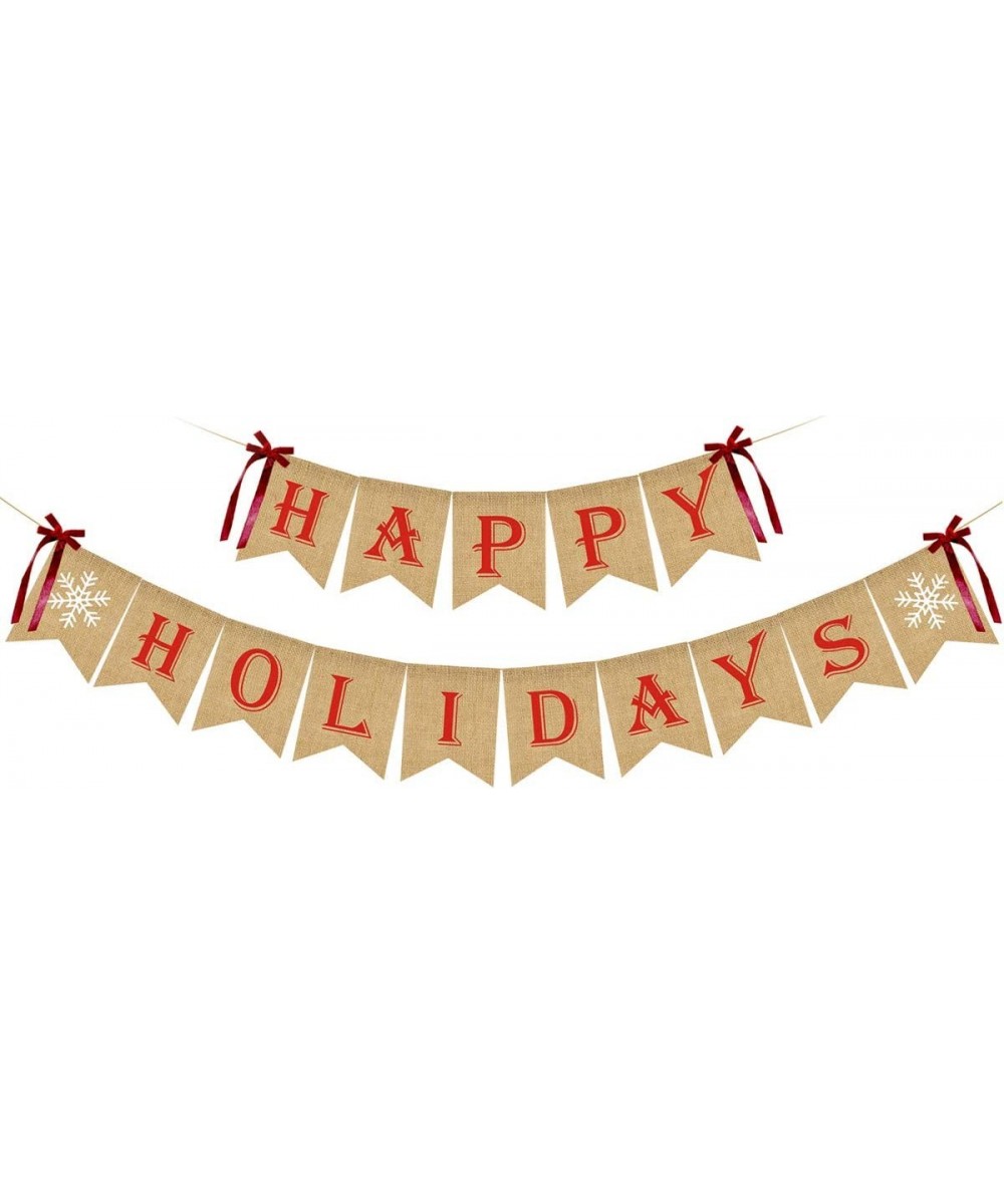 Happy Holidays Banner Burlap- Christmas Banner Burlap Happy Holidays Decor Burlap Christmas Decorations Christmas Party Decor...