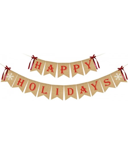 Happy Holidays Banner Burlap- Christmas Banner Burlap Happy Holidays Decor Burlap Christmas Decorations Christmas Party Decor...