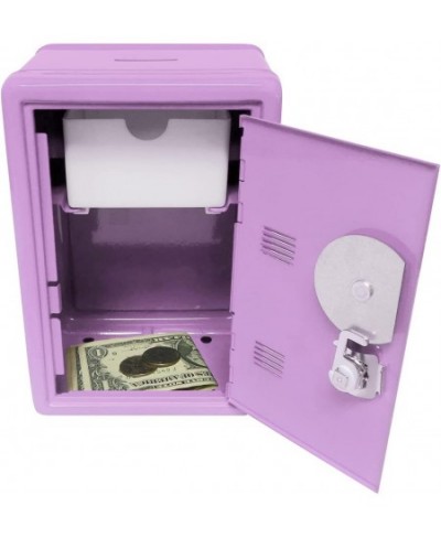 Kid's Coin Bank Locker Safe with Single Digit Combination Lock and Key - 7” High x 4” x 3.9” Lilac $50.71 - Money & Banking P...