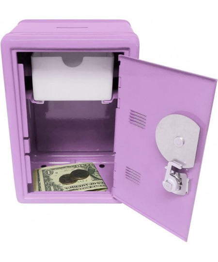 Kid's Coin Bank Locker Safe with Single Digit Combination Lock and Key - 7” High x 4” x 3.9” Lilac $50.71 - Money & Banking P...