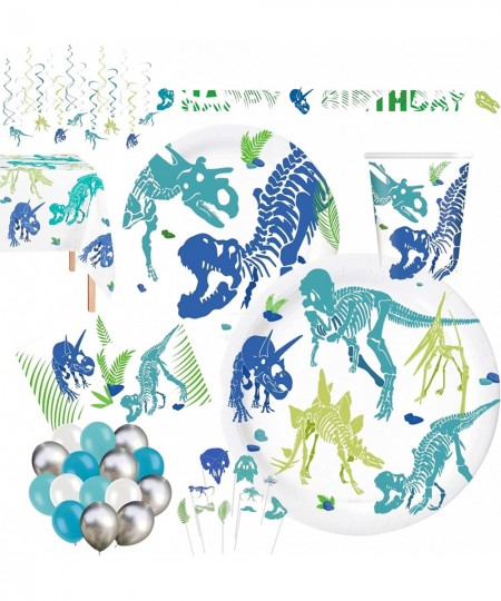 Serves 24 Ultimate Dinosaur dino Watercolor Party Supplies Includes Plates Napkins Table Covers Balloons Banner Swirls Photo ...