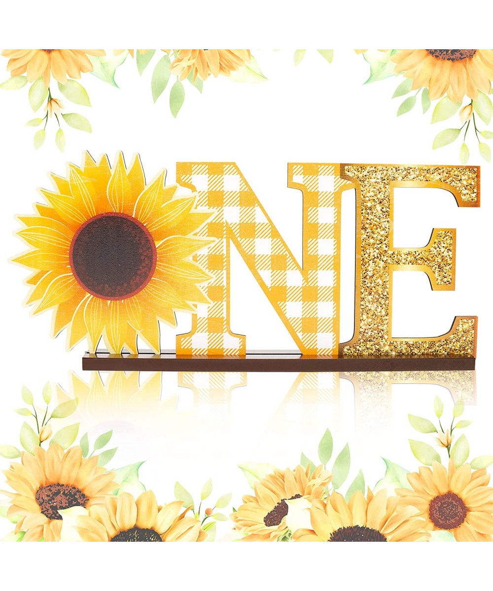 Dasiy Sunflower?One Letter Sign Wooden Table Centerpiece for Baby Girls Fall Yellow Sunflower 1st Birthday Party Decoration S...