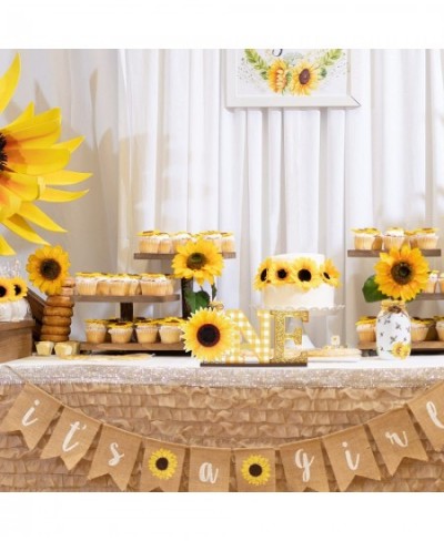 Dasiy Sunflower?One Letter Sign Wooden Table Centerpiece for Baby Girls Fall Yellow Sunflower 1st Birthday Party Decoration S...