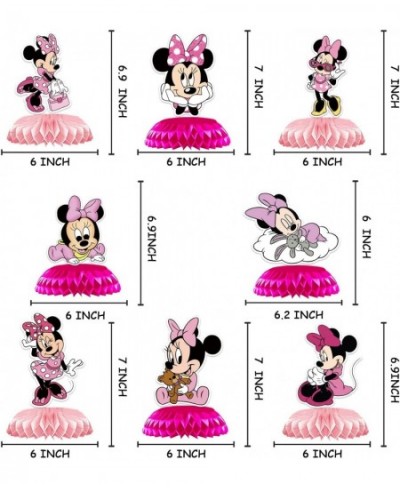 8pcs Pink Cartoon Mouse Honeycomb Centerpieces for Girls Mouse Themed Birthday Party Cake Dessert Table Decoration Props Baby...