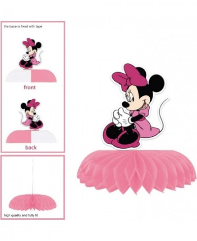 8pcs Pink Cartoon Mouse Honeycomb Centerpieces for Girls Mouse Themed Birthday Party Cake Dessert Table Decoration Props Baby...