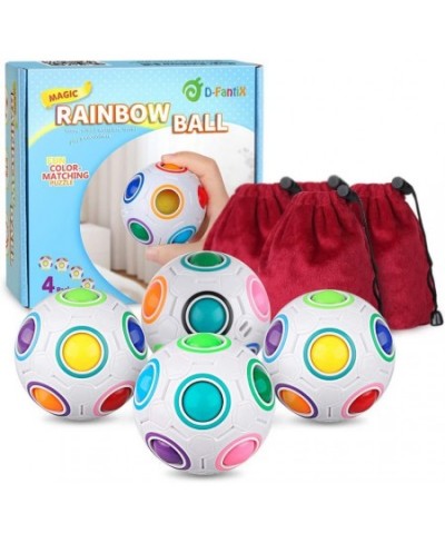 Rainbow Puzzle Ball 4 Pack Magic Rainbow Ball Puzzle Cube Fidget Balls Puzzle Brain Games Fidget Toys for Kids Adult Brain Te...