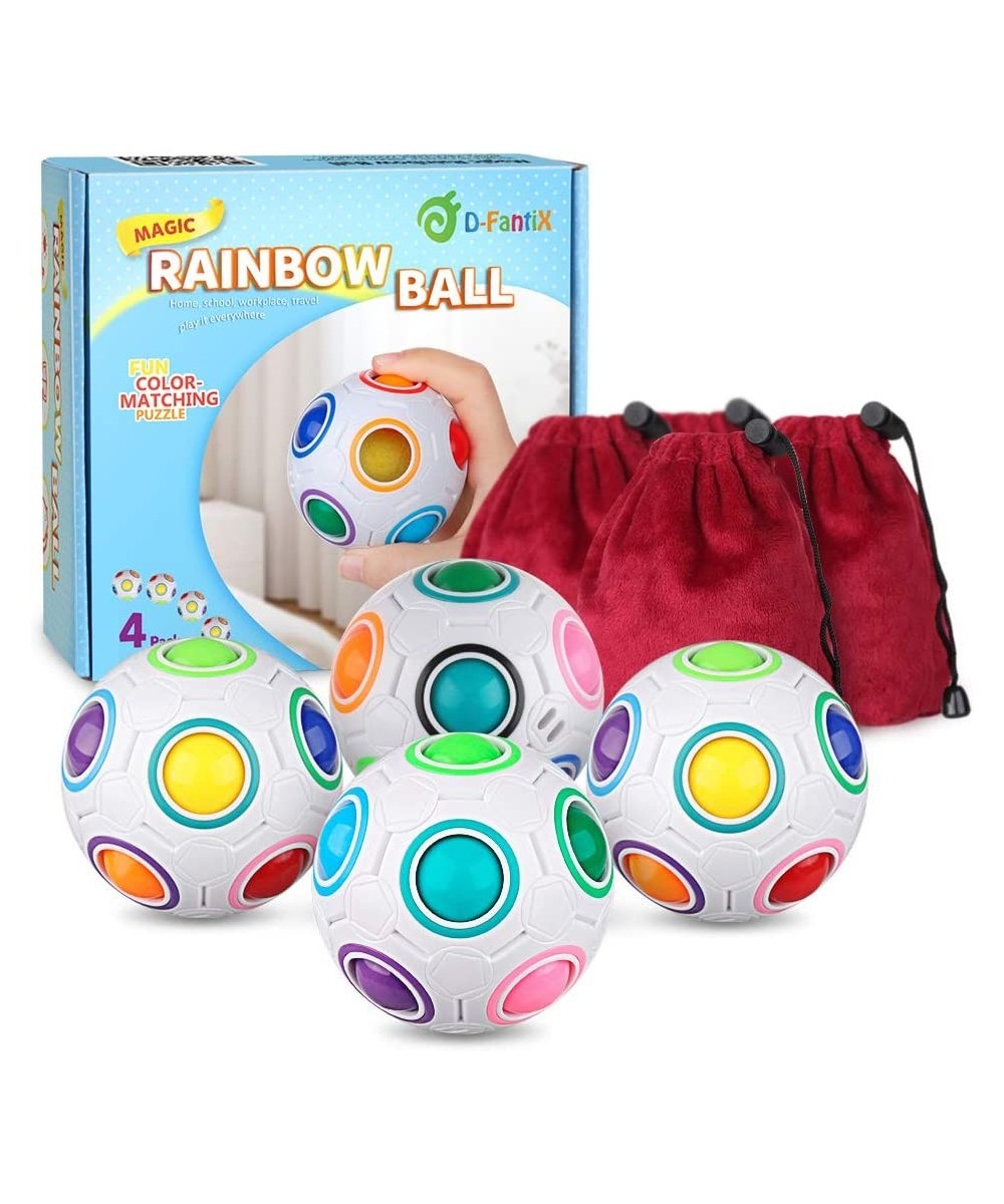 Rainbow Puzzle Ball 4 Pack Magic Rainbow Ball Puzzle Cube Fidget Balls Puzzle Brain Games Fidget Toys for Kids Adult Brain Te...