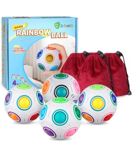 Rainbow Puzzle Ball 4 Pack Magic Rainbow Ball Puzzle Cube Fidget Balls Puzzle Brain Games Fidget Toys for Kids Adult Brain Te...