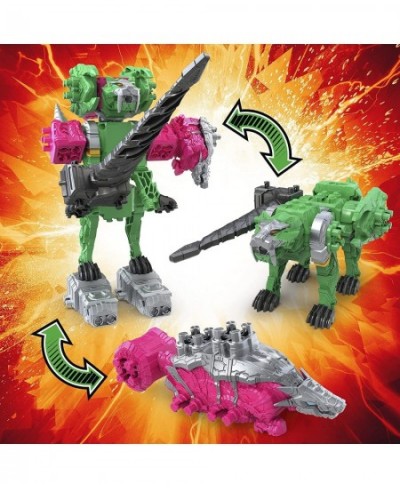 Dino Fury Pink Ankylo Hammer and Green Tiger Claw Zord Toys for Kids Ages 4 and Up Zord Link Mix-and-Match Custom Build Syste...