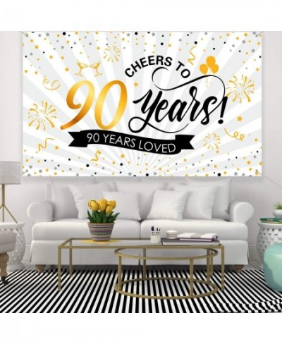 Happy 90th Birthday Backdrop Background Banner Large Men Women 90th Anniversary Backdrop Photo Booth Cheers to 90 Years Banne...