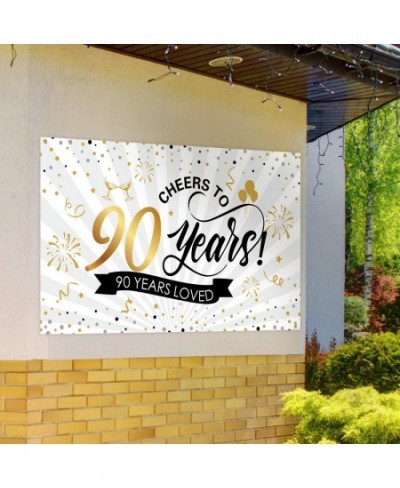 Happy 90th Birthday Backdrop Background Banner Large Men Women 90th Anniversary Backdrop Photo Booth Cheers to 90 Years Banne...