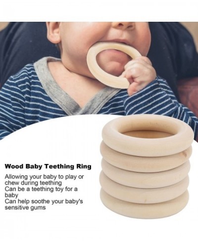 Wood Baby Teething Ring 5pcs Natural Beech Infant Teether Toys Unfinished Circles DIY Craft Pendant Connectors for Baby Boys ...