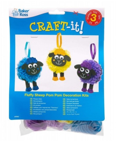 AR982 Fluffy Sheep Pom Pom Kits - Pack of 3 Arts and Crafts for Kids to Create and Display $18.06 - Kids' Drawing & Writing B...