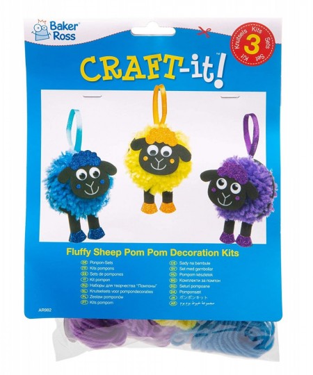 AR982 Fluffy Sheep Pom Pom Kits - Pack of 3 Arts and Crafts for Kids to Create and Display $18.06 - Kids' Drawing & Writing B...