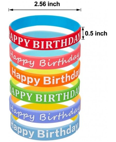 48 Pieces Rubber Bracelets for Happy Birthday Gift Silicone Stretch Wristbands Colored Silicone Bracelets for Birthday Party ...