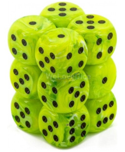 Dice D6 Sets: Vortex Bright Green with Black - 16Mm Six Sided Die (12) Block of Dice $17.59 - Game Accessories