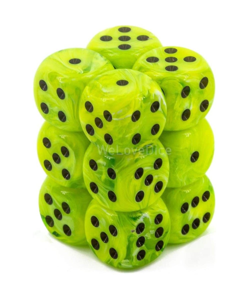 Dice D6 Sets: Vortex Bright Green with Black - 16Mm Six Sided Die (12) Block of Dice $17.59 - Game Accessories