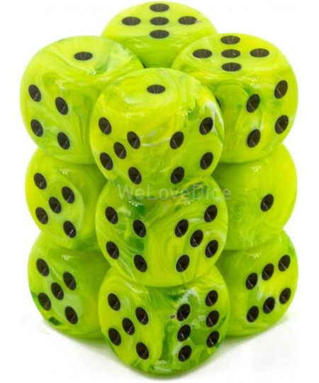 Dice D6 Sets: Vortex Bright Green with Black - 16Mm Six Sided Die (12) Block of Dice $17.59 - Game Accessories